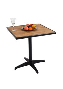 Gartentisch HWC-J95, Balkontisch Bistrotisch, Gastronomie Outdoor-Beschichtung Alu Holzoptik ~ schwarz, teak braun