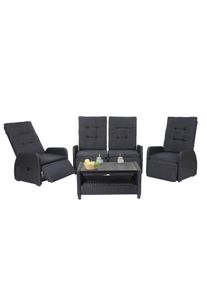 Garnitur HWC-J35, Lounge-Set Sitzgruppe Sofa, Spun Poly halbrundes Poly-Rattan ~ anthrazit, Kissen anthrazit