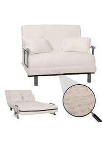 Schlafsessel HWC-K29, Klappsessel Schlafsofa G&auml;stebett, Liegefl&auml;che 190x100cm, Stoff Boucl&eacute; (500g/m&sup2;) ~ creme