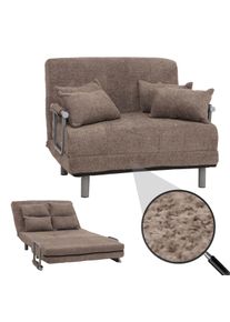 Schlafsessel HWC-K29, Klappsessel Schlafsofa G&auml;stebett, Liegefl&auml;che 190x100cm, Stoff Boucl&eacute; (500g/m&sup2;) ~ hellbraun