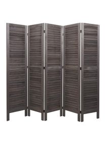 Paravent HWC-G30, Trennwand Sichtschutz Raumteiler, Shabby-Look 170x200cm ~ grau-braun