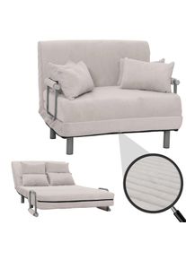 Schlafsessel HWC-K29, Klappsessel Schlafsofa Gästebett, Liegefläche 190x100cm, Stoff Cord (330g/m²) ~ hellgrau