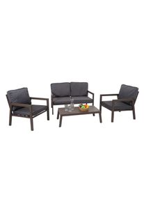 Garnitur HWC-L64, Gartenlounge Gartengarnitur Lounge-Set Sitzgruppe Sofa, Metall ~ Polster grau