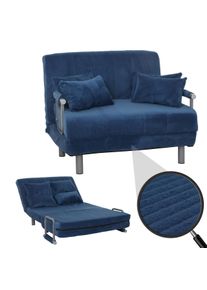 Schlafsessel HWC-K29, Klappsessel Schlafsofa Gästebett, Liegefläche 190x100cm, Stoff Cord (330g/m²) ~ blau