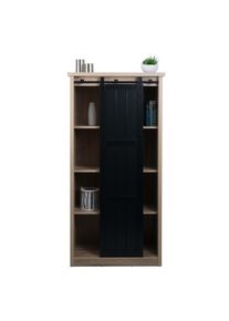 Schrank HWC-K75, Kommode Highboard, Schiebet&uuml;re 8 Stauf&auml;cher, Holz-Optik Industrial Metall 163x76x38cm ~ naturfarben