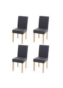 4er-Set Esszimmerstuhl Stuhl K&uuml;chenstuhl Littau MVG-zertifiziert ~ Kunstleder, grau matt, helle Beine