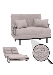 Schlafsessel HWC-K29, Klappsessel Schlafsofa G&auml;stebett, Liegefl&auml;che 190x100cm, Stoff Boucl&eacute; (500g/m&sup2;) ~ grau