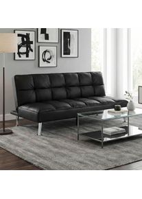 Sofa HWC-K21, Klappsofa Couch Schlafsofa, Nosagfederung Schlaffunktion Liegefl&auml;che 181x107cm ~ Kunstleder, schwarz