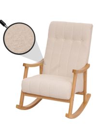 Schaukelstuhl HWC-K10, Relaxsessel, Holz FSC&reg; Stoff/Textil Boucl&eacute; (450g/m&sup2;) ~ creme, Gestell natur