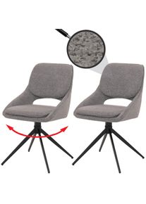2er-Set Esszimmerstuhl HWC-N73, K&uuml;chenstuhl, drehbar Auto-Return, Stoff/Textil Boucle (540g/m&sup2;) &Ouml;ko-Tex ~ grau