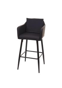 Barhocker HWC-H93, Barstuhl Tresenhocker, Fu&szlig;ablage Metall ~ Kunstleder schwarz