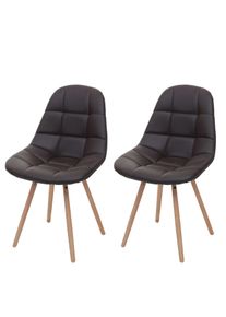 2er-Set Esszimmerstuhl HWC-A60 II, Stuhl K&uuml;chenstuhl, Retro 50er Jahre Design ~ Kunstleder braun