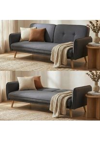 Schlafsofa HWC-J18, Couch Klappsofa Gästebett Bettsofa, Schlaffunktion Stoff/Textil 185cm ~ anthrazit-grau