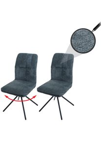 2er-Set Esszimmerstuhl HWC-N99, K&uuml;chenstuhl, drehbar Auto-Return, Stoff/Textil Chenille (340g/m&sup2;) &Ouml;ko-Tex ~ blau-gr&uuml;n