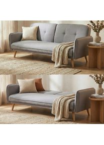 Schlafsofa HWC-J18, Couch Klappsofa Gästebett Bettsofa, Schlaffunktion Stoff/Textil 185cm ~ grau