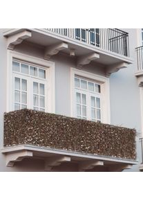 Balkonsichtschutz N77, Sichtschutz Windschutz Verkleidung f&uuml;r Balkon Terrasse Zaun ~ 300x150cm Ahorn braun