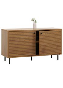 Garderobenkommode HWC-N78, Kommode Schrank, skandinavischer Stil Metall Holz Melamin MVG 53x94x35cm ~ natur