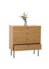 Kommode HWC-N78, Sideboard Schrank, 4 Schubladen, skandinavischer Stil Metall Holz Melamin MVG 85x80x40cm ~ natur