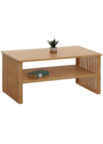 Bambus Couchtisch HWC-N80, Wohnzimmertisch Tisch Sofatisch Beistelltisch, Ablagefach FSC®-zertifiziert 46x97x55cm