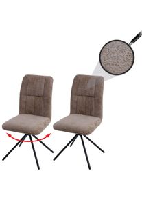 2er-Set Esszimmerstuhl HWC-N99, K&uuml;chenstuhl, drehbar Auto-Return, Stoff/Textil Chenille (340g/m&sup2;) &Ouml;ko-Tex ~ hellbraun