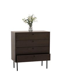 Kommode HWC-N78, Sideboard Schrank, 4 Schubladen, skandinavischer Stil Metall Holz Melamin MVG 85x80x40cm ~ dunkelbraun