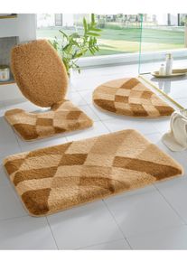 Hagemann unisex Badematte in beige ,Gr&ouml;&szlig;e 50x50 cm - WC-Vorlage ohne Ausschnitt, Witt, 100% Polyacryl