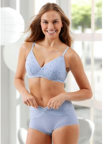 Damen Schalen-BH ohne B&uuml;gel in hellblau-wei&szlig; ,Gr&ouml;&szlig;e 75B, WITT, 82% Polyamid, 18% Elasthan
