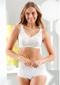 w&auml;schepur Dames Comfortbeha zonder beugel in wit/citroen ,maat 95B, Witt, 82% Polyamide, 18% Elastan