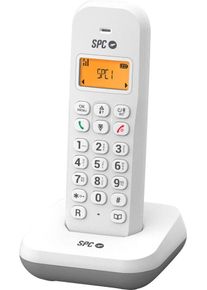 SPC Keops - Telefone fixo sem fios branco com visor iluminado e identificador de chamadas