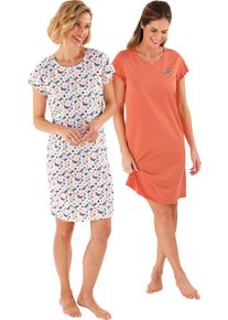 wäschepur Damska Nočné košele biela potlač+papájová veľkosť 52/54