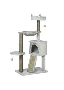 PawHut Cat Tree including Cat Condo, Cat Bed, Cat Hammock, and Toys 60 cm x 40 cm x 113 cm, Light Gray | Aosom Ireland