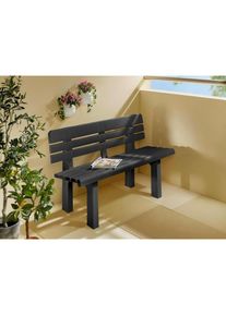 Gartenbank, Anthrazit, Kunststoff, 110x71x52 cm, Made in Italy, Gartenm&ouml;bel, Gartenb&auml;nke, Gartenb&auml;nke