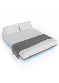 Juskys Ágy LED világítással 180x200 cm fekete fém keret