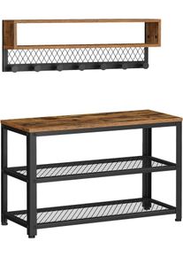 VASAGLE Előszobabútor szett paddal és cipőtartóval ipari stílusú