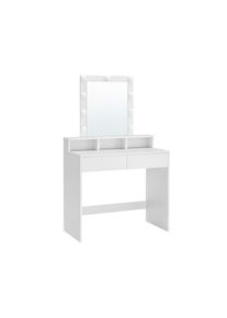 VASAGLE Sminkasztal LED-es lámpákkal és tárolóhellyel fehér