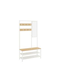 VASAGLE Előszobai kabáttartó állvány paddal, polccal és tükörrel