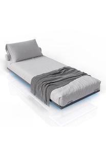 Juskys LED világítású egyszemélyes fém ágy 90x200 cm