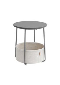 VASAGLE Kerek dohányzóasztal szövetkosárral 45×51 cm szürke