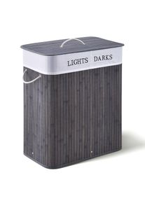 Juskys Bambusz szennyestartó 2 rekesszel 100 L szürke