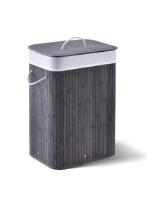 Juskys Bambusz szennyeskosár szürke 72 L levehető mosózsákkal