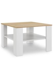 Juskys Fehér dohányzóasztal polccal 60 x 60 cm