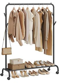 Songmics Ruhatartó fém kerekes polccal fekete