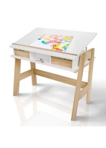 Juskys Modern feh&eacute;r gyerekasztal &aacute;ll&iacute;that&oacute; magass&aacute;ggal &eacute;s fi&oacute;kokkal