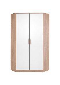 Mid.you Eckkleiderschrank, Wei&szlig;, Eichefarben, Holzwerkstoff, 8 F&auml;cher, 95x198 cm, Schlafzimmer, Kleiderschr&auml;nke, Eckschr&auml;nke