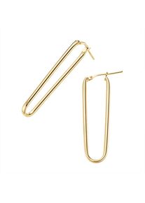 Firetti , Damen,Jugendliche , Paar Creolen »Schmuck Geschenk Silber 925 Ohrschmuck Ohrringe länglich oval« , gelbgoldfarben , Moderne Creole mit...