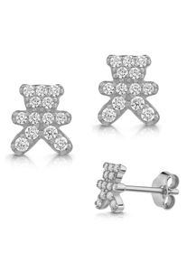 Firetti , Damen,Jugendliche , Paar Ohrstecker »Schmuck Geschenk Silber 925 Ohrschmuck Ohrringe Teddy« Made in Germany - mit Zirkonia (synth.) ,...