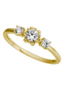 Firetti , Damen,Jugendliche , Fingerring »Schmuck Geschenk Gold 333 Damenring Goldring Blume« , gelbgoldfarben-kristallweiß , 17 , Eleganter Ring...
