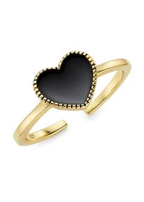 Aniston JEWELRY & WATCHES , Damen,Jugendliche , Fingerring »Schmuck Geschenk Ring mit schwarzem Herz emalliert« , gelbgoldfarben-schwarz , 54 ,...