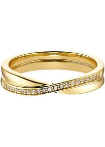 Bruno Banani , Damen,Jugendliche , Fingerring »Schmuck Geschenk Silber 925« Exklusiv bei uns - mit Zirkonia (synth.) , gelbgoldfarben-kristallweiß...