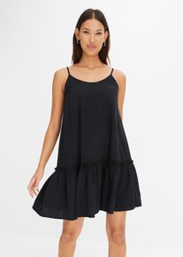 bonprix Femei Rochie din muselină cu bretele, negru, 34